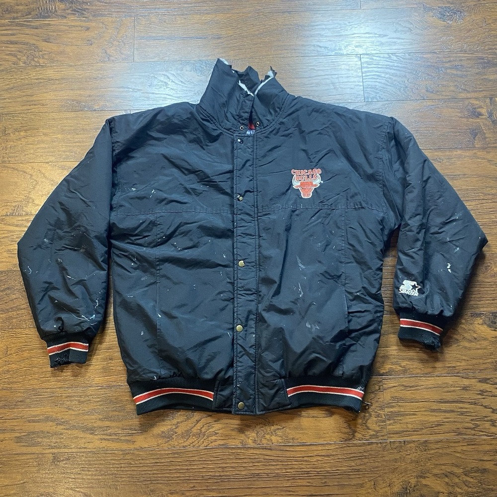 Vtg 80s 90's Chicago Bulls Starter L Jacket Puffer NBA Basketball Thrash Grunge